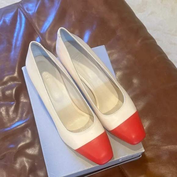 Maryam Nassir Zadeh White Pumps with Red Cap Toe - Picture 8 of 8